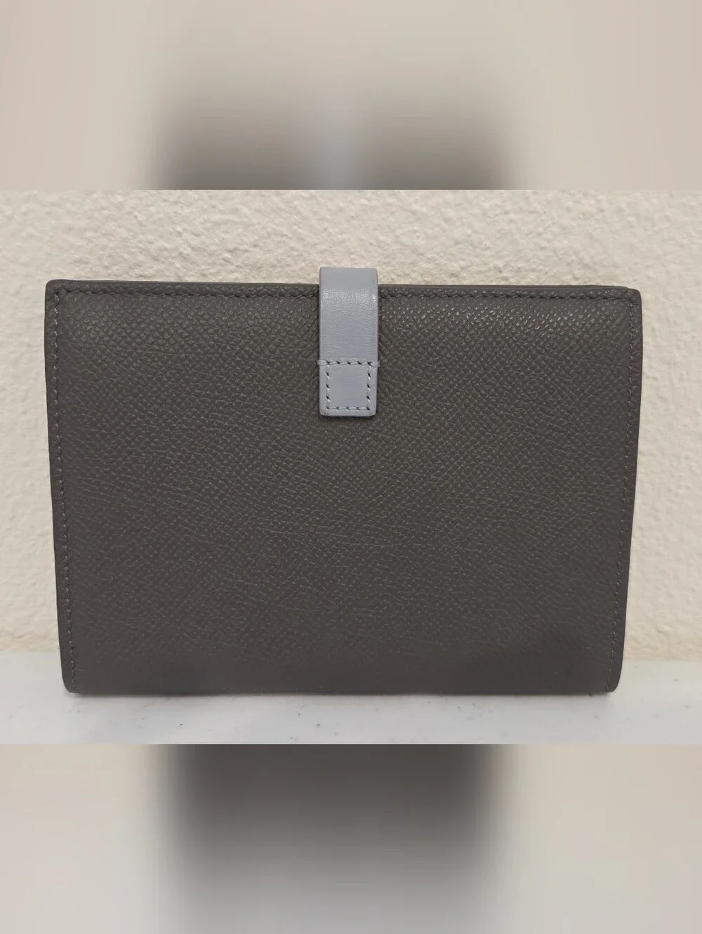 Céline Blue & Gray Two-Tone Leather Snap Wallet – COA Included